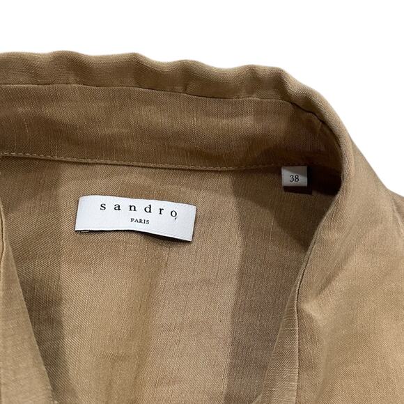 Sandro Leianna Gathered Gauze Mini Shirt Dress - Picture 7 of 9